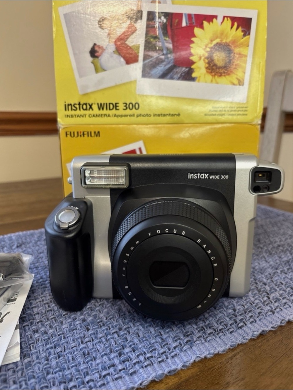 Fujifilm instax WIDE 300 Instant Camera in Black and Silver WORKS! In box!